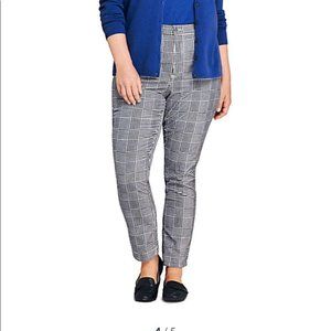 Lands End Hounds tooth Velvet High Rise Skinny Pant Black/White Size 2 Petite